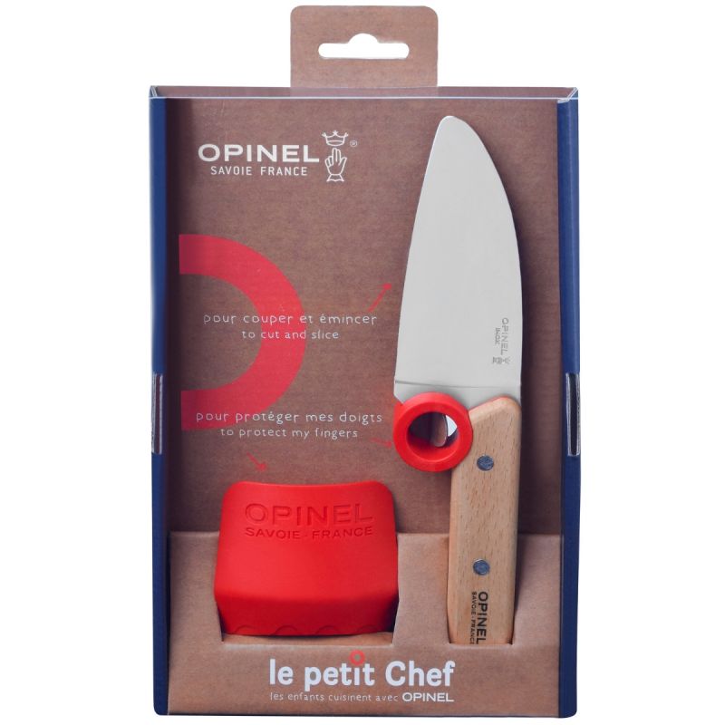Couteau Le petit Chef et protège-doigts Rouge Opinel