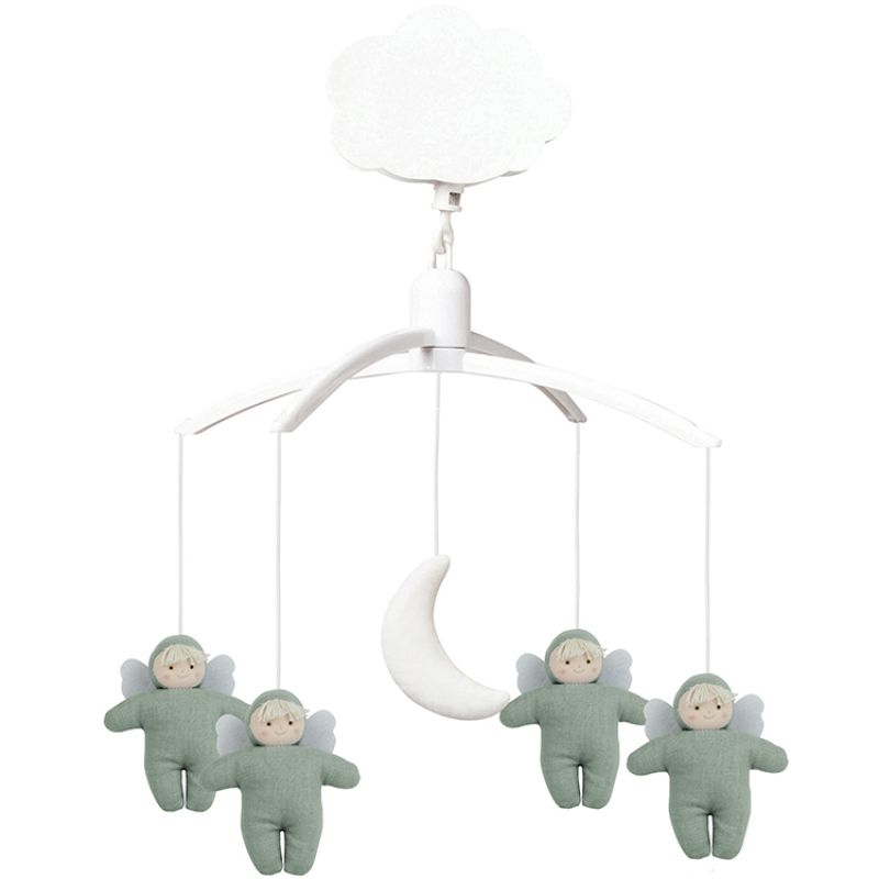 Mobile musical en lin Ange vert céladon Trousselier