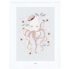 Affiche encadrée pieuvre Lady octopus (30 x 40 cm)