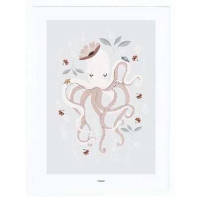 Affiche encadrée pieuvre Lady octopus (30 x 40 cm)  par Lilipinso