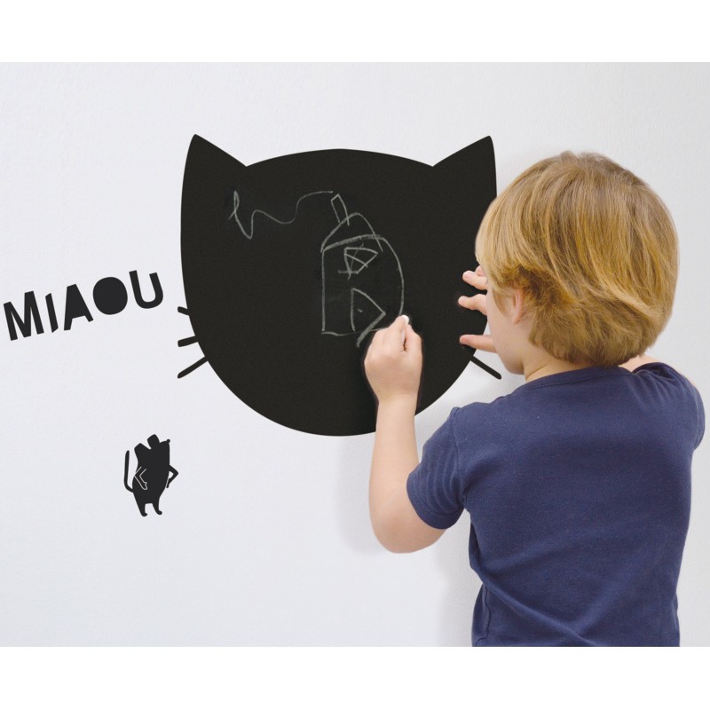 Sticker mural pense-bête en ardoise Miaou Mimi'lou