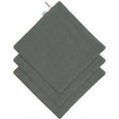 Lot de 3 débarbouillettes vert pétrole - Lässig 