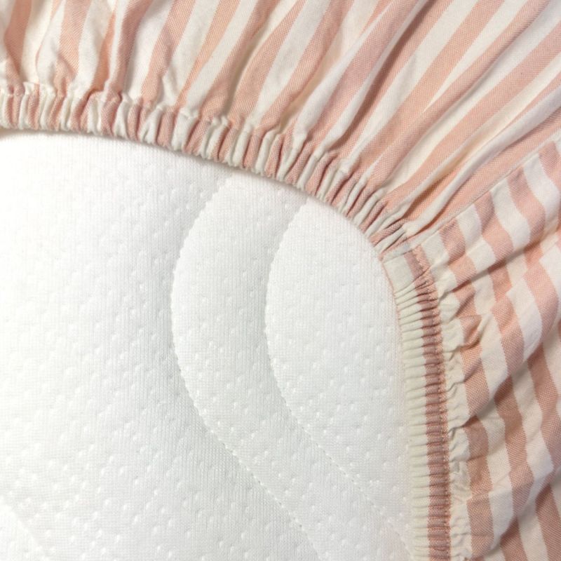 Drap housse en percale de coton Rayé Peach (50 x 83 cm) Kadolis Produit 3