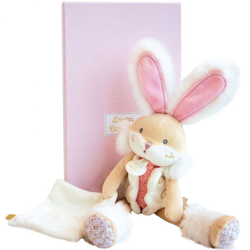 Coffret peluche avec Coffret doudou rose Lapin de sucre (31 cm) Doudou et Compagnie