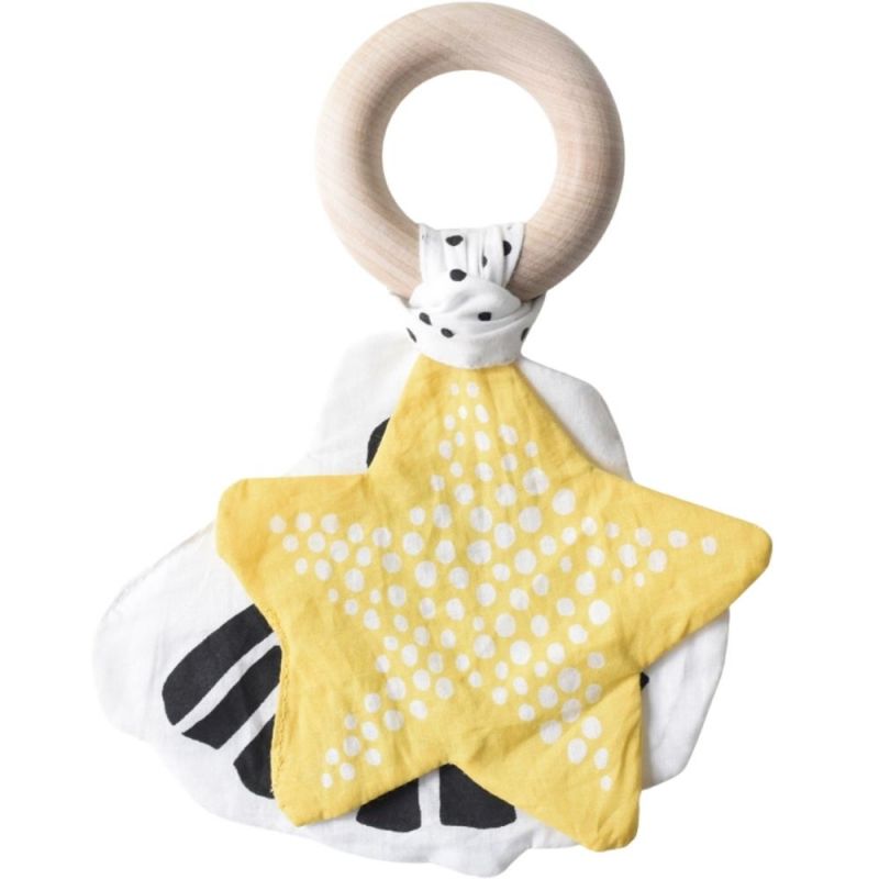 Hochet anneau en coton et bois Starfish Etoile de mer Wee Gallery