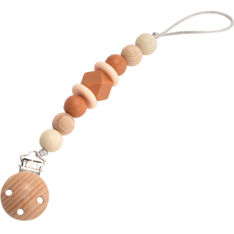 Attache sucette beige et safran Amadeus Les Petits