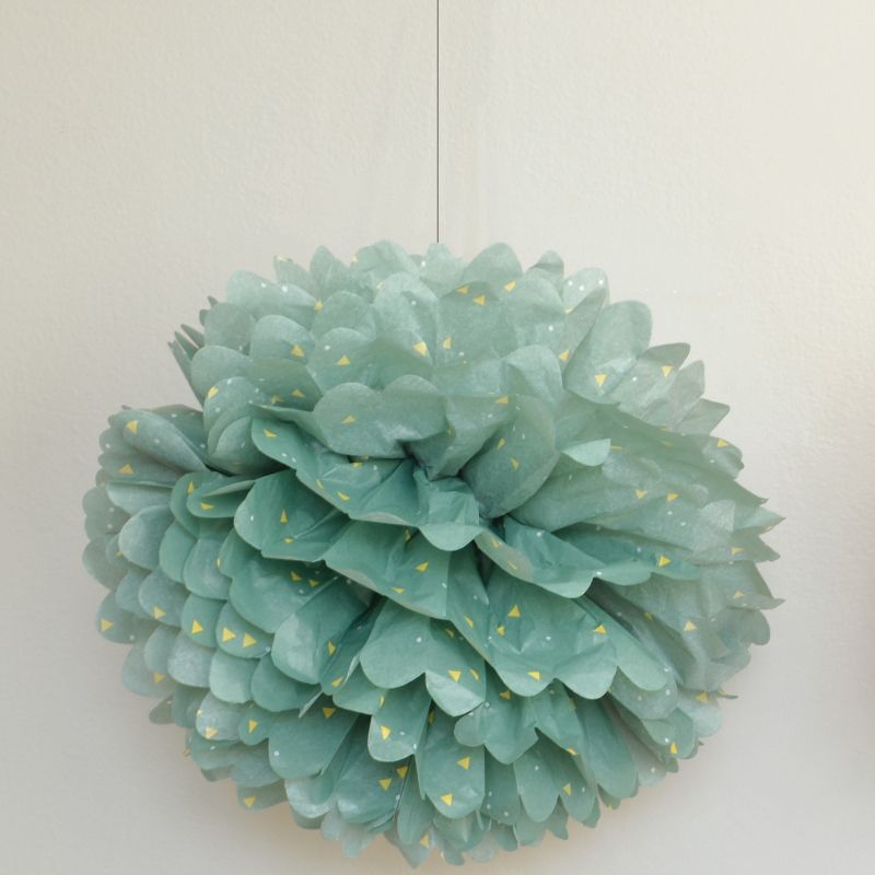 Pompon papier décoratif Triangles bleu (diamètre 30 cm) Mimi'lou