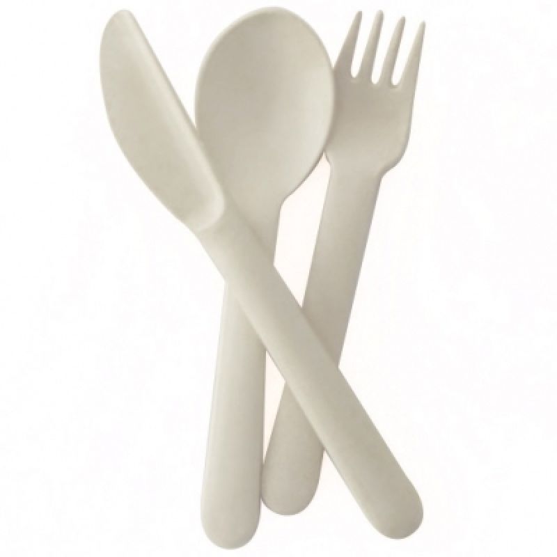 Lot de 3 couverts en bambou Bambino blancs EKOBO