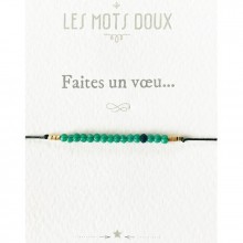Bracelet Faites un voeu vert jade (perles en pâte de verre)  par Les Mots Doux