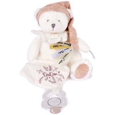 Peluche attache-sucette Ours Pantin Rose (20 cm) Doudou et Compagnie