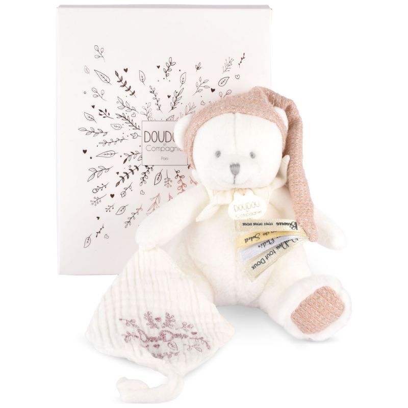 Peluche attache-sucette Ours Pantin Rose (20 cm) Doudou et Compagnie Packaging 3