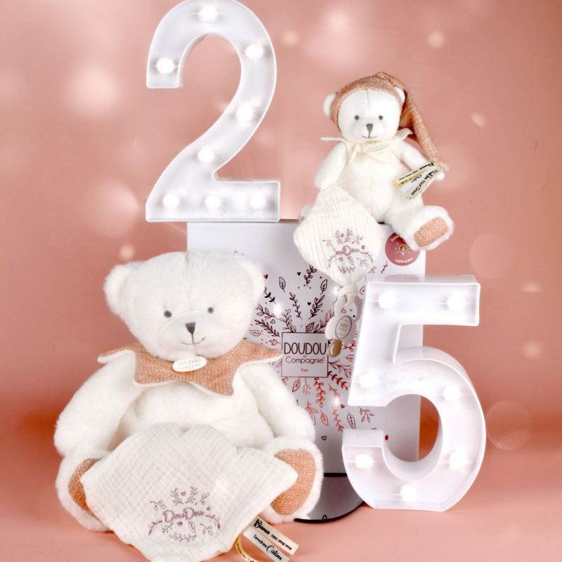 Peluche attache-sucette Ours Pantin Rose (20 cm) Doudou et Compagnie Ambiance 5