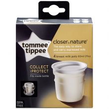 Lot de 4 pots de conservation du lait Closer to Nature (60 ml)  par Tommee Tippee