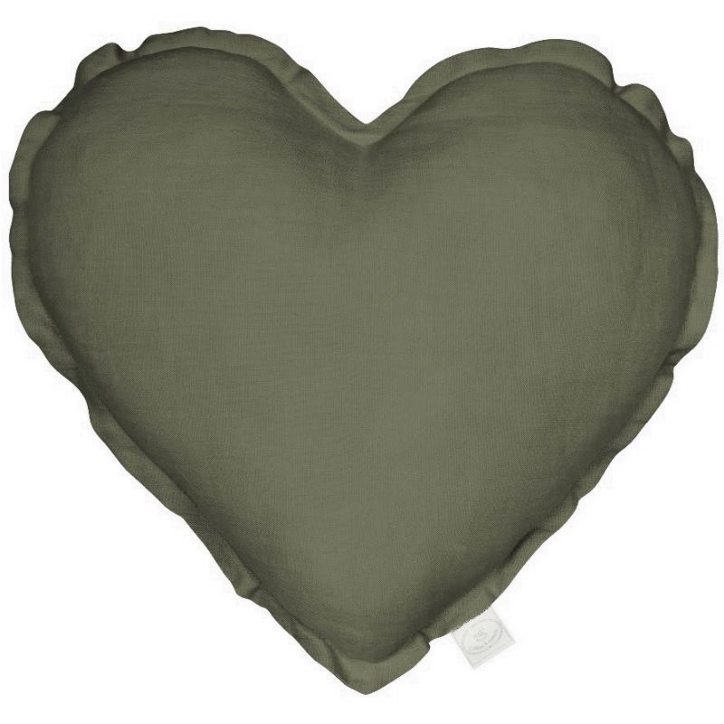 Coussin coeur olive Pure nature (40 cm) Cotton&Sweets