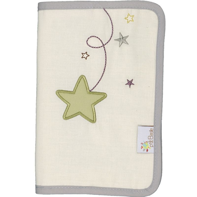 Protège carnet de santé en coton bio Pluie d'étoiles P'tit Basile