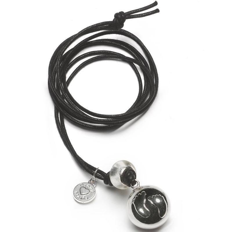 Bola sur cordon noir Basic pieds (plaqué argent)  Proud MaMa