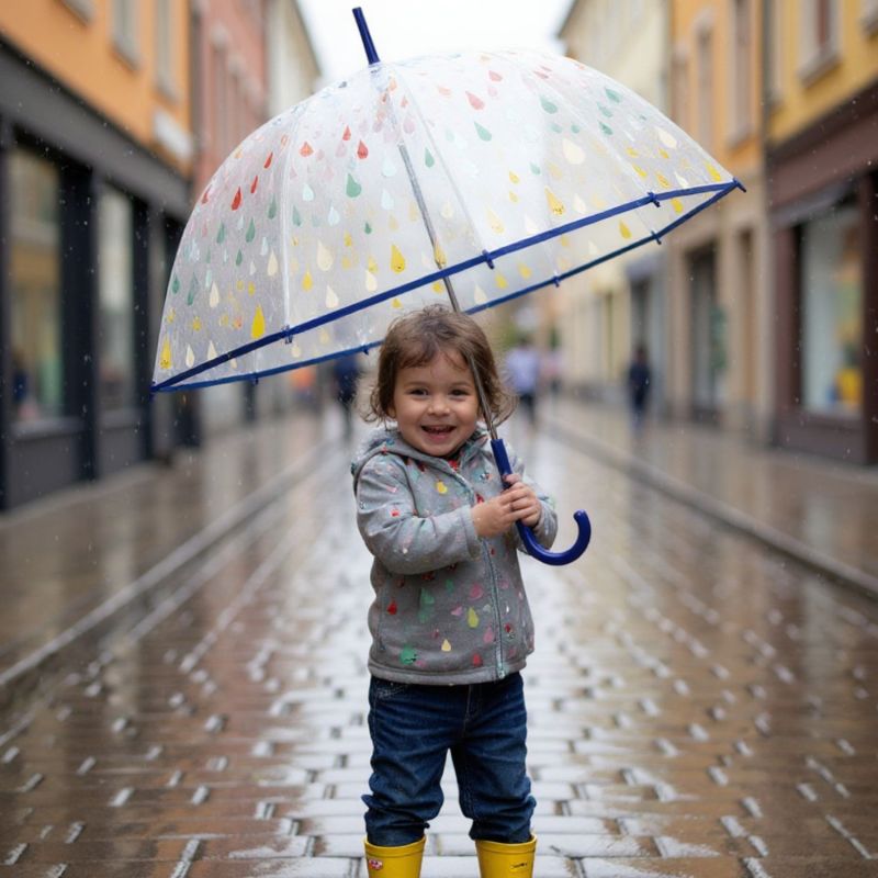 Parapluie cloche transparent Gouttes en ciel (87 cm) Little L Ambiance 2