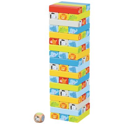 Jeu d'équilibre en bois La Tour animaux (55 pièces) Goki