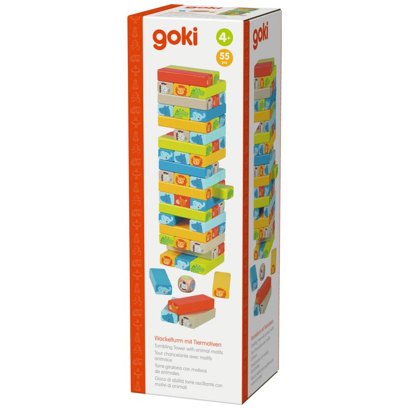 Jeu d'équilibre en bois La Tour animaux (55 pièces) Goki Packaging 4