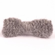 Barrette petit noeud tricoté main gris (5 cm)  par Mamy Factory