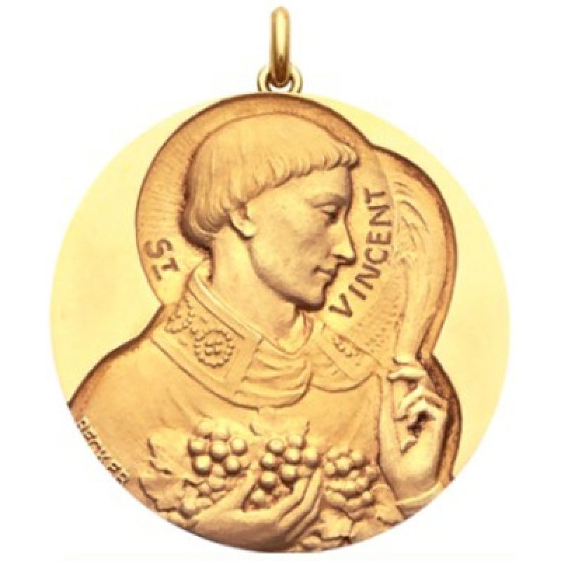 Médaille Saint Vincent (or jaune 750°) Becker