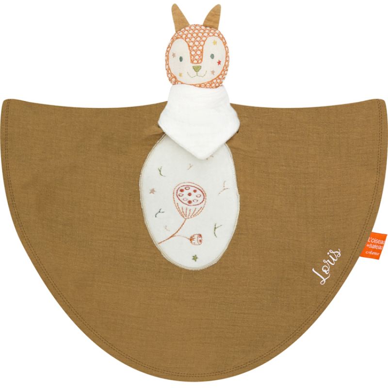 Doudou plat Dododou nomade écureuil noisette (personnalisable) L'oiseau bateau