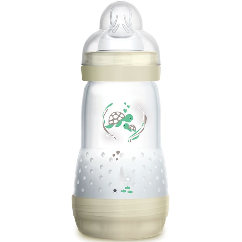 Biberon Easy Start anti-colique écru tortue - débit 2 moyen (260 ml) MAM