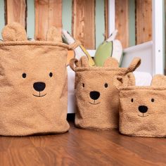 Lot de 3 paniers Teddy beige