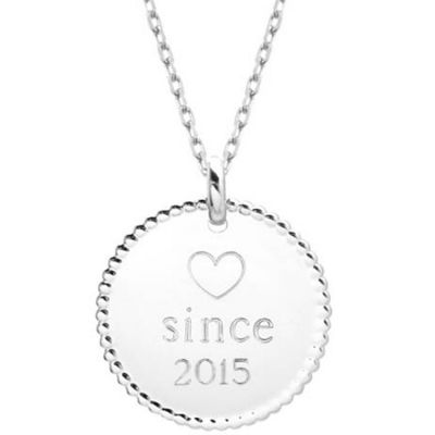 Collier médaille perlée chaîne 50 cm personnalisable (argent 925°) Petits trésors