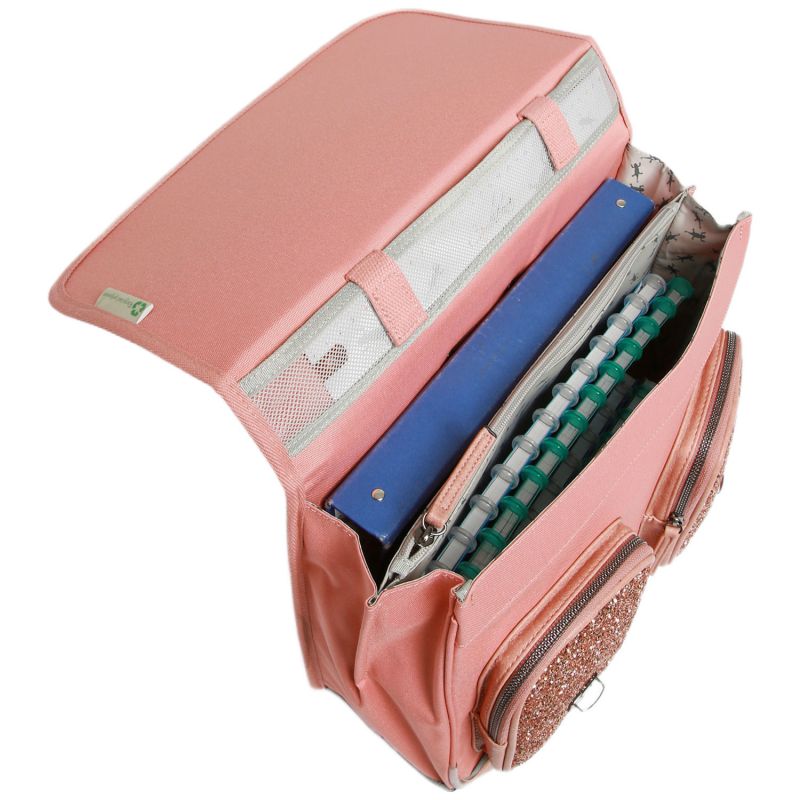 Cartable primaire à roulettes Glossy Pink (38 cm) Caméléon Produit ouvert 5