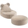 Pouf ours et repose-pieds Biscuit molletonné Wigiwama Produit 1
