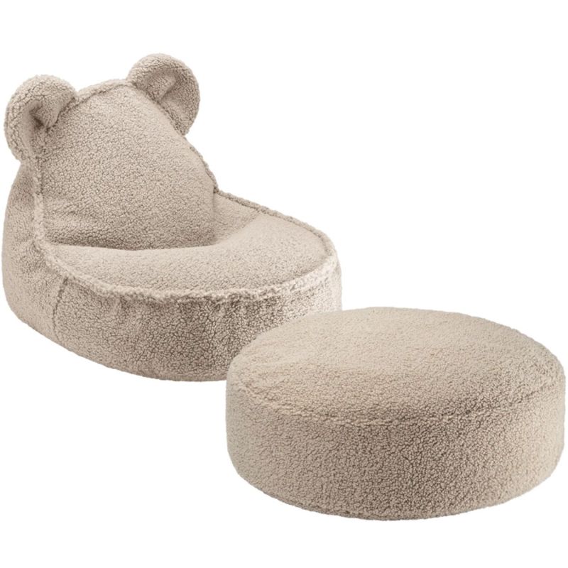 Pouf ours et repose-pieds Biscuit molletonné Wigiwama Produit 1