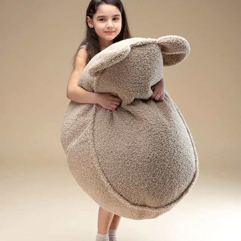 Pouf ours et repose-pieds Biscuit molletonné Wigiwama Ambiance 7