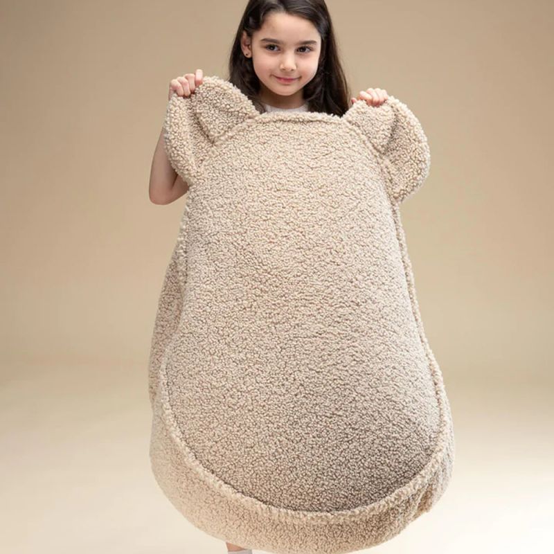 Pouf ours et repose-pieds Biscuit molletonné Wigiwama Ambiance 8