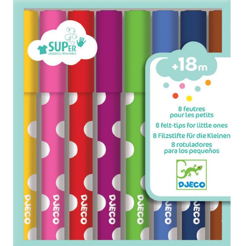 Pochette de 8 feutres effaçables à l'eau Djeco