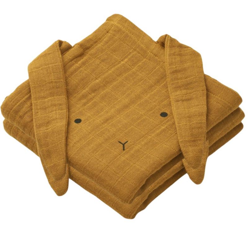 Lot de 2 langes Hannah Rabbit Golden caramel (65 x 65 cm) Liewood
