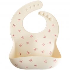 Bavoir à poche en silicone Bows - Mushie