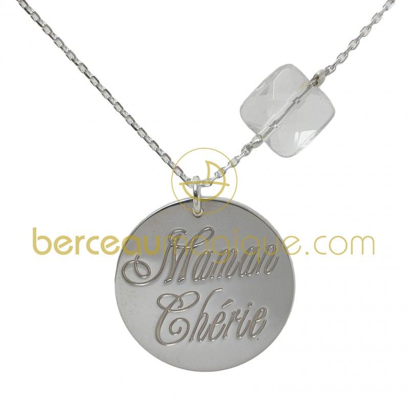 Collier Maman chérie (Argent et cristal de roche) 