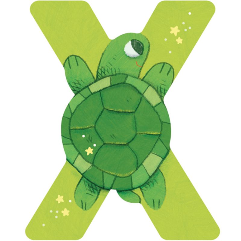Lettre X en bois Tortue verte Moulin Roty