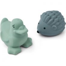 Lot de 2 jouets de bain Henrik Peppermint whale blue  par Liewood