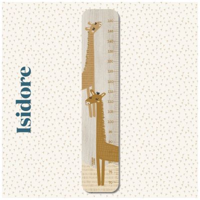 Toise en bois girafes Isidore Caramel personnalisable Charlie et Suzie
