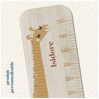 Toise en bois girafes Isidore Caramel personnalisable