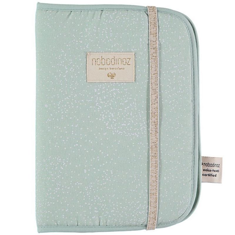 Protège carnet de santé Poema coton bio White bubble Aqua Nobodinoz