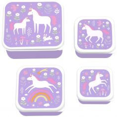 Lot de 4 boîtes à goûter Rêves de licorne