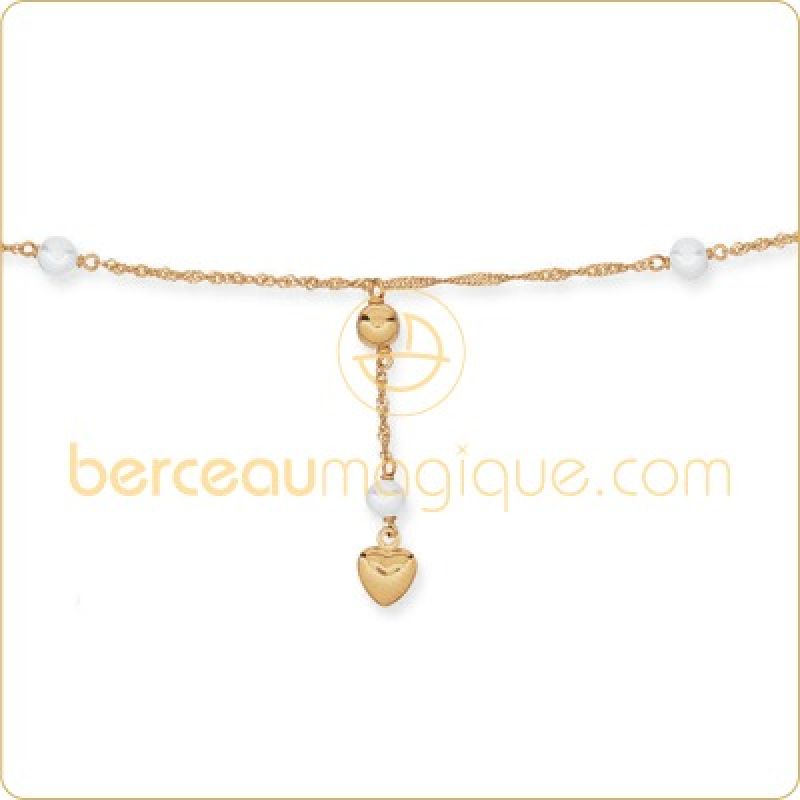 Collier ''Y'' perles de culture motif coeur  Berceau magique bijoux