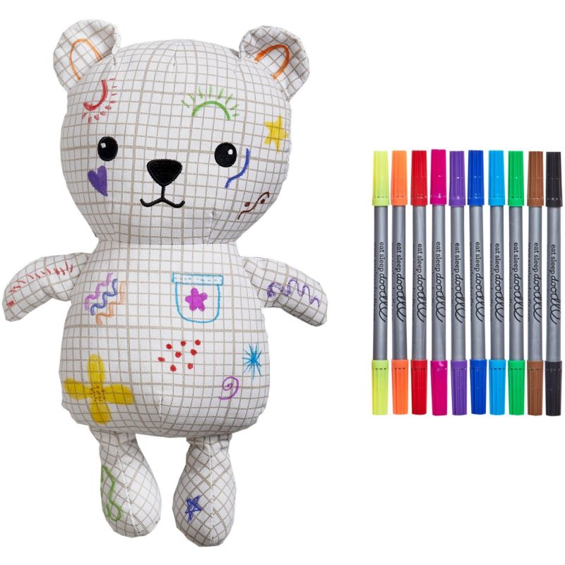 Ours en Peluche à colorier lavable et réutilisable Artie avec 10 feutres (25 cm) Eatsleepdoodle Produit 1