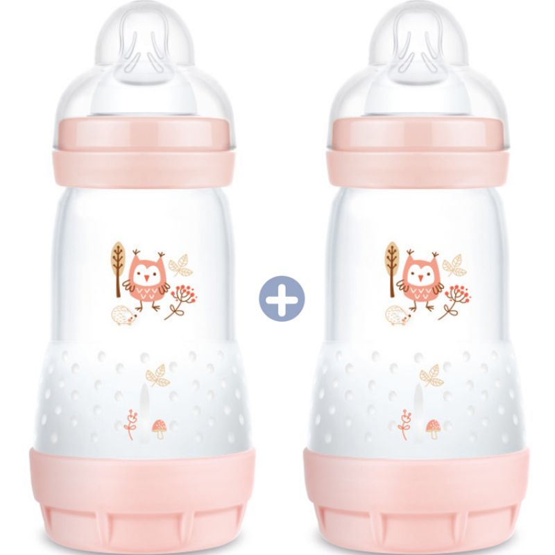Lot de 2 biberons Easy Start anti-colique Nature Blush - Tétine débit moyen 2 (260ml) MAM