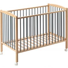 Lit à barreaux en bois Arthur hybride bleu gris (70 x 140 cm) - Combelle