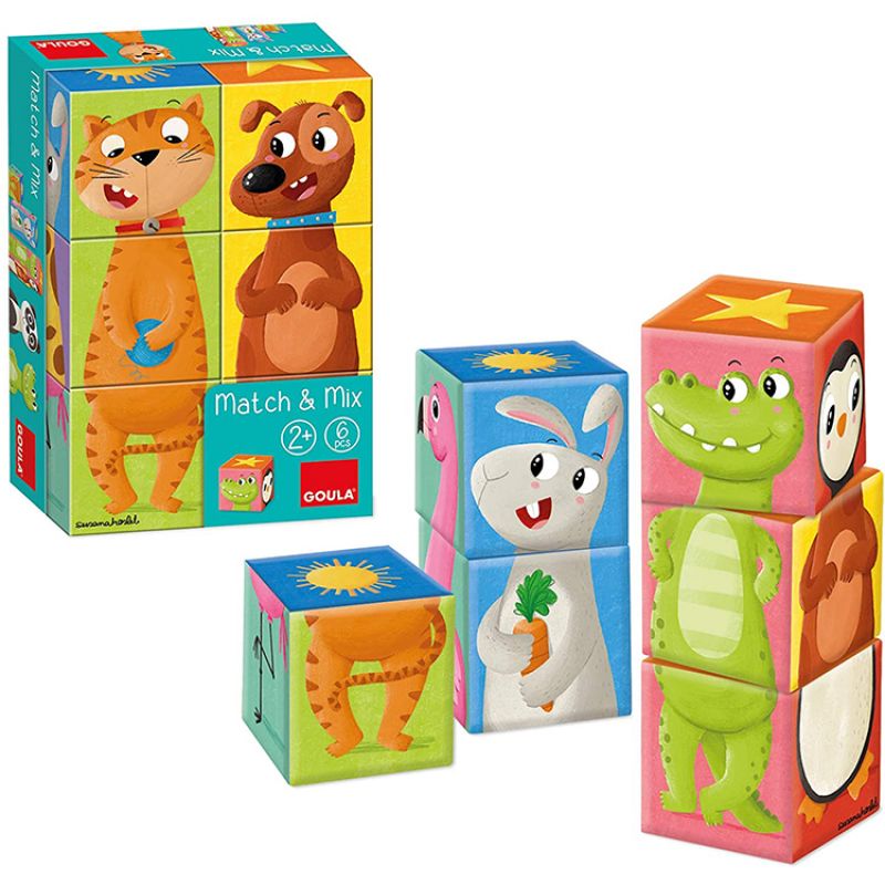 Cubes empilables Match & mix (6 cubes) Goula