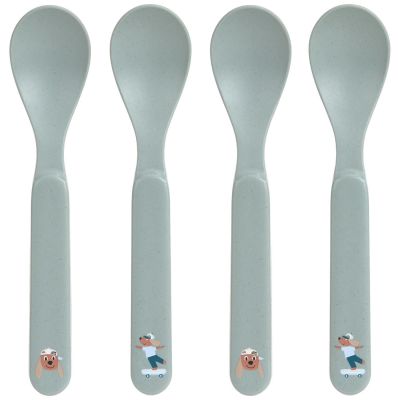 Lot de 4 cuillères en polypropylène et cellulose Tiny Team Chien Lässig 